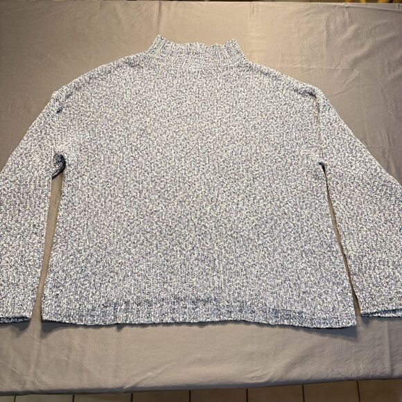 St Johns Bay Sweater Womens XL Blue Gray Mock Neck Textured Knit Pullover - Picture 11 of 13